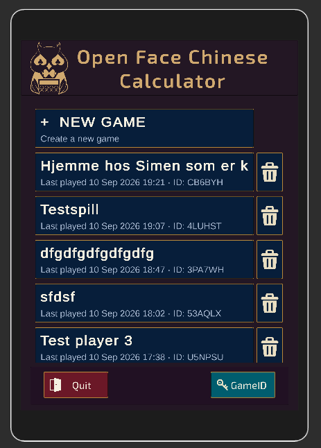 OFC Calculator home screen