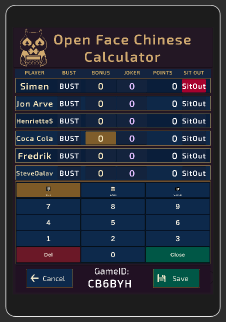 OFC Calculator round entry