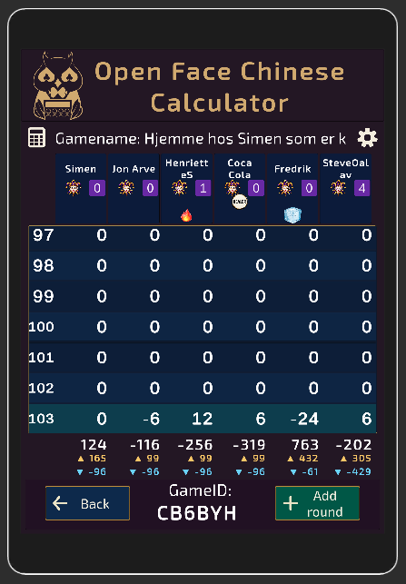 OFC Calculator live scoreboard